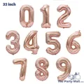 80CM / 32 inch GIANT ROSE GOLD / PINK foil Number BALLOONS, Birthday Party, Anniversary, Wedding Balloon. 
