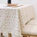 【ZOSR】Pastoral Style Lace Tablecloth 2 4 6 Seater Rectangular Dining Table Cloth Dustproof Round Table Cover. 