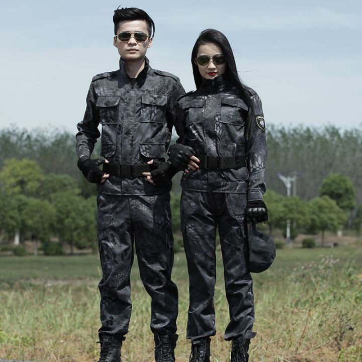 Outdoor Special Forces Uniform Fan Suit Men and Women Black Python PatternCSTraining Suit Wear-Resistant Work Clothes