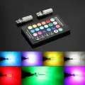 RGB T10 Colorful 12V Parking LED Multi-mode Color Changing COB Burst Flashing Wedge Auto Light Car Interior Decorative Lights with Remort Control. 