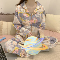 Pajamas Female Korean Sweet And Cute Net Red Long-Sleeved Cardigan Girl Casual Trousers Home Clothing Suit Womens Pajamas. 