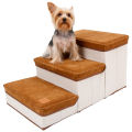 Migeet Pet Steps Dog Steps Foldable Dog Stair 3 Tier Dog Steps for Couch Bed with Useful Storage Space Maximum Load-bearing Weight 30kg. 