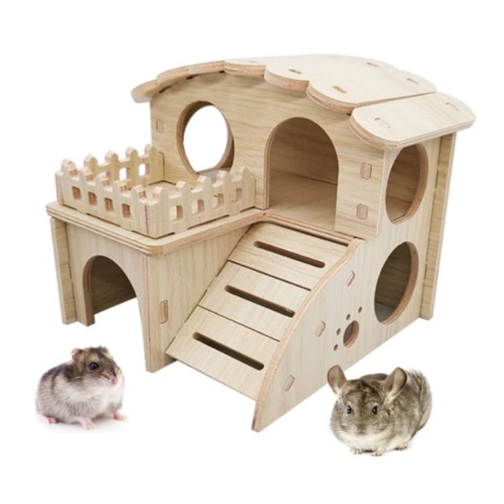 Small Pets Hideout DIY Hamster Solid Wood Small House Removable Hamster ...