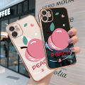 TA for iPhone X Case Shiny Peach Luxury 6D Plating Soft Casing Silicone Square Frame Phone Case Shiny Bling Back Cover + Free Lanyard. 