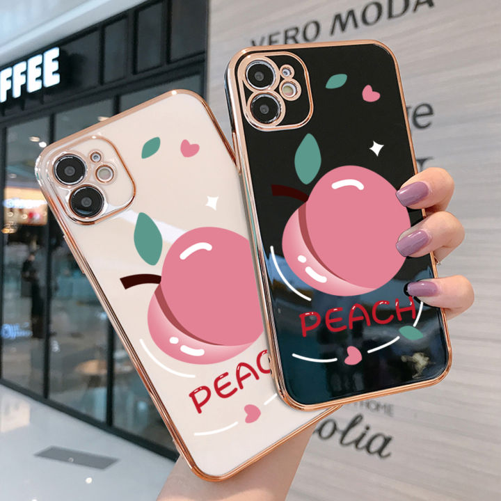 TA%20for%20iPhone%20X%20Case%20Shiny%20Peach%20Luxury%206D%20Plating%20Soft%20Casing%20Silicone%20Square%20Frame%20Phone%20Case%20Shiny%20Bling%20Back%20Cover%20+%20Free%20Lanyard%20-%20Image%203