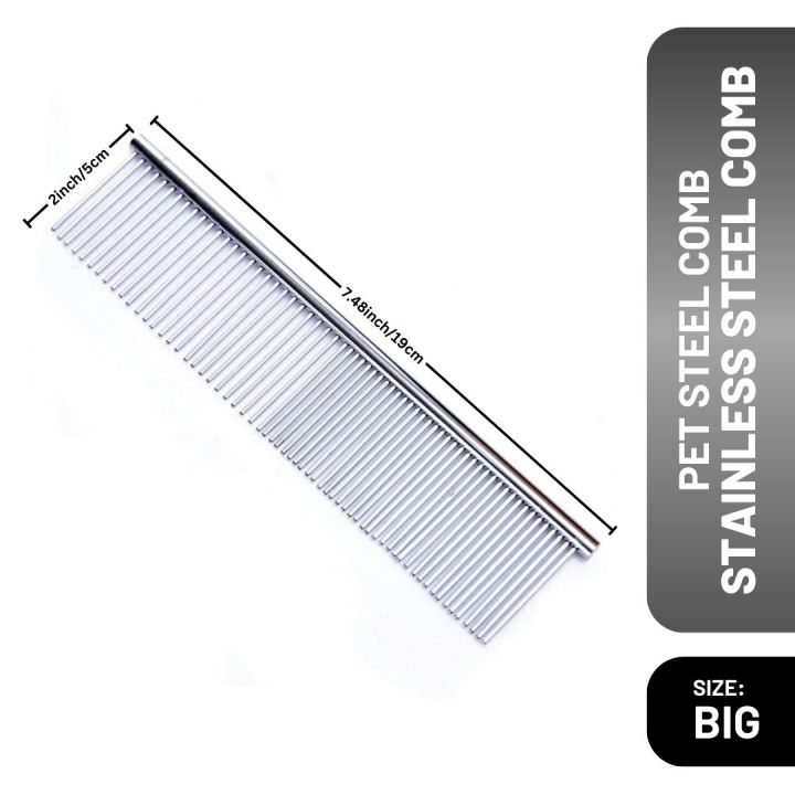 Pet%20Steel%20Comb%20with%20Rounded%20Ends%20Stainless%20Steel%20(Big%20Size)%20-%20Image%206