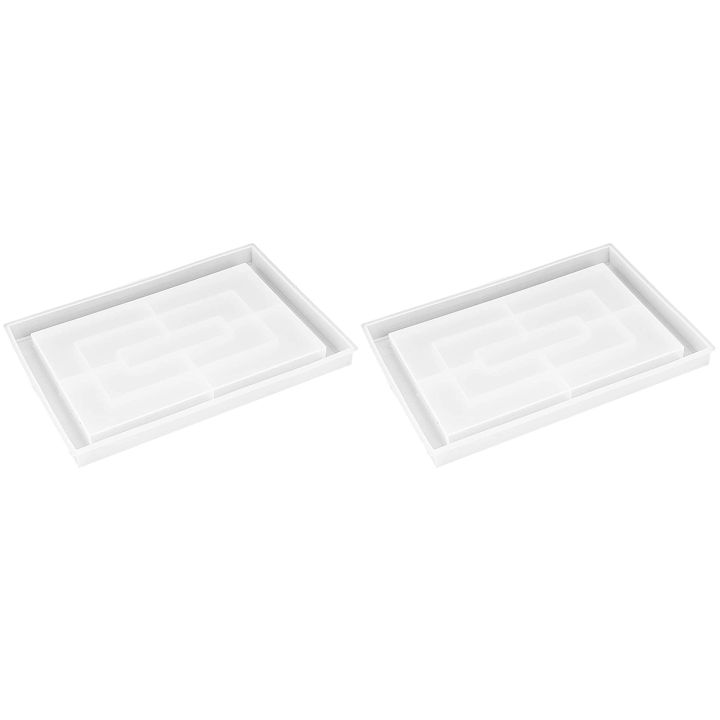 2X Resin Mold Silicone, Large Rectangle Rolling Tray Molds for Epoxy Resin, Resin Serving Board Mold with Edges