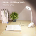 Auoyo Led Table Lamp Clip Desk Lamp with 3 Modes Touch On/off Switch 4000K Eye Protection Dimmer  Light  USB Rechargeable Night Light. 