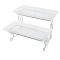 2 Tiered Glass Buffet Serving Tray Exquisite Glass Buffet Serving Tray Multifunctional for Dishes for Party. 
