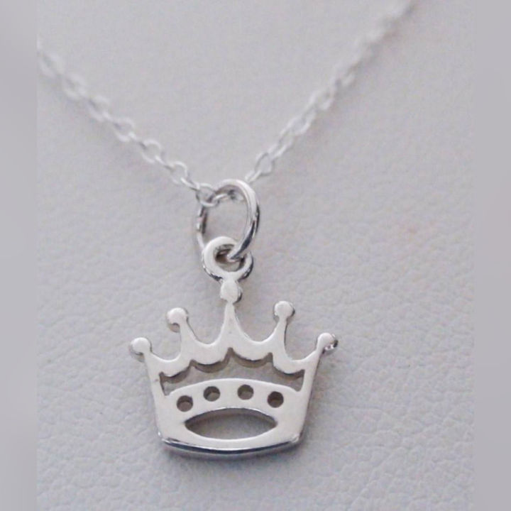 Princess Crown Sterling Silver Charm Necklace