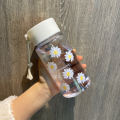 Outdoor Leakproof Travel Cute Small Daisy Plastic Water Bottles. 