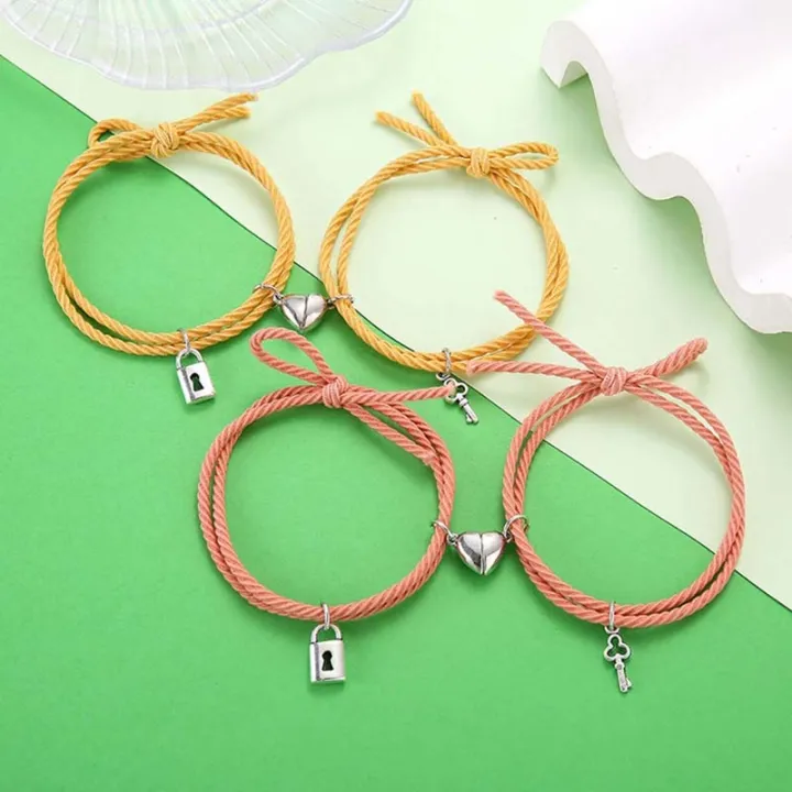 2Pcs%20Minimalist%20Key%20Lock%20Love%20Pendant%20Bracelets%20Couple%20Magnetic%20Bracelets%20for%20Lovers%20Jewelry%20Accessories%20-%20Image%202