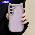 Korean Cute Candy Color 3D Cat Ears Transparent Case Samsung Galaxy S25 S24 S23 Ulra Plus Kawaii Shockproof Soft Border Cover. 