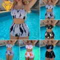 Steel Support Swimsuit Lace-up High Waist Bikini Set for Women Quick Dry Beachwear in Asia Swimsuit. 