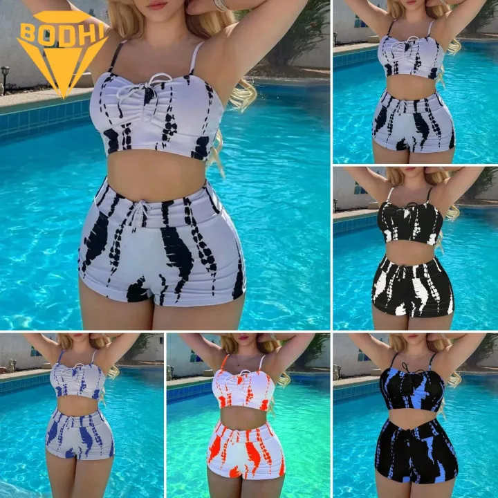 Steel Support Swimsuit Lace-up High Waist Bikini Set for Women Quick Dry Beachwear in Asia Swimsuit