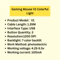 T-Wolf V1 RGB Breathing Light Gaming Mouse 1200DPI. 