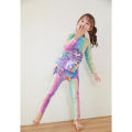 Yfashion 2 Pcs Girls Swimsuit Cartoon Printing Long Sleeve One-piece Swimwear Beach Sunscreen Trousers With Swimming Cap color. 