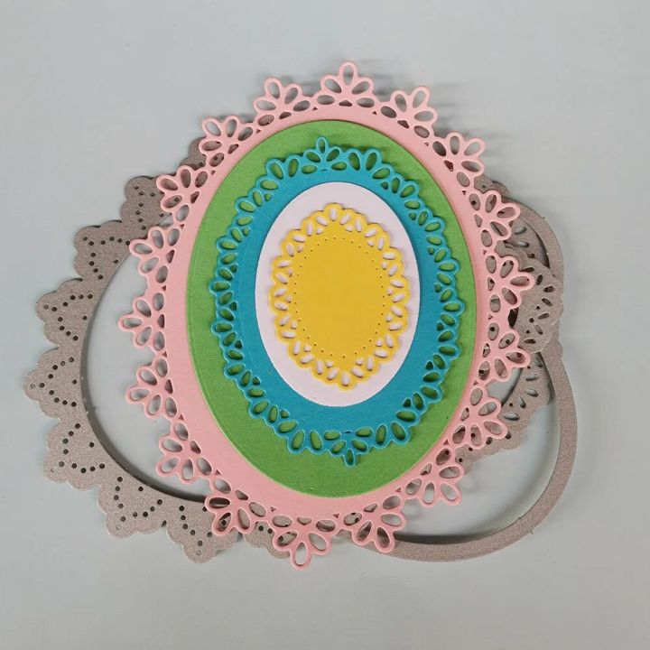Oval Lace Flowers Metal Cutting Dies Scrapbooking Embossing Paper Card ...