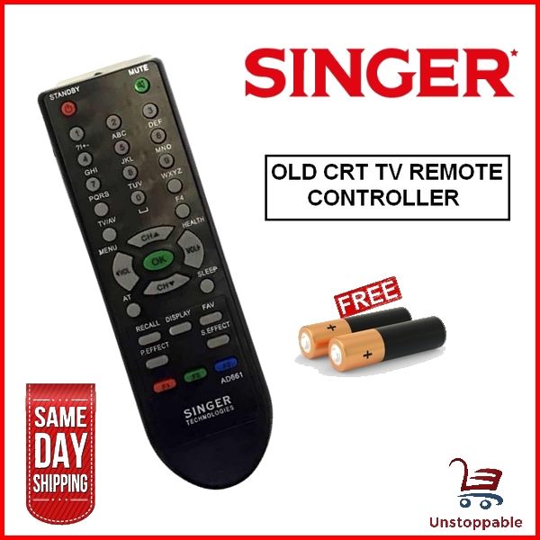 Singer Old CRT TV Remote Controller -AD661 & Free Batteries