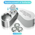 Handheld 40x 25mm LED Luminous Foldable Magnifier Portable Jewelry Magnifying Loupe Glass Lens With Led UV Light. 