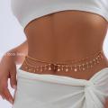 Rhinestone Star Tassel Pendant Waist Belly Belt Chain for Women Summer Bikini Rave Body Jewelry Y2K Accessories. 