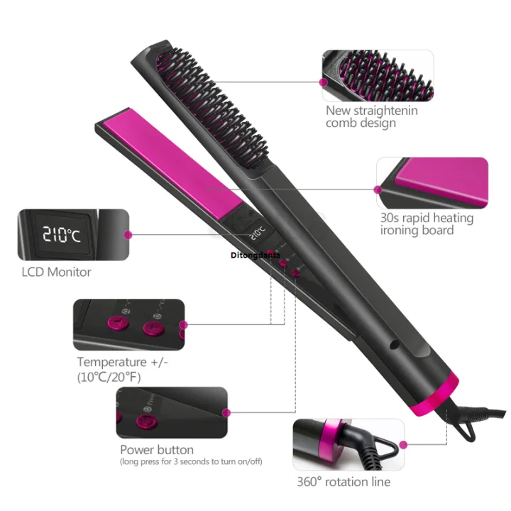 Comb Straight Safety Ceramic Brush Hair Straight Electric Products ...