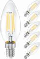 4W LED Filament Candle Light Bulb, E14 Edison Screw Classic Candle Bulb, Warm White 400LM, 40W Equivalent Incandescent Replacement, AC110-120V. 
