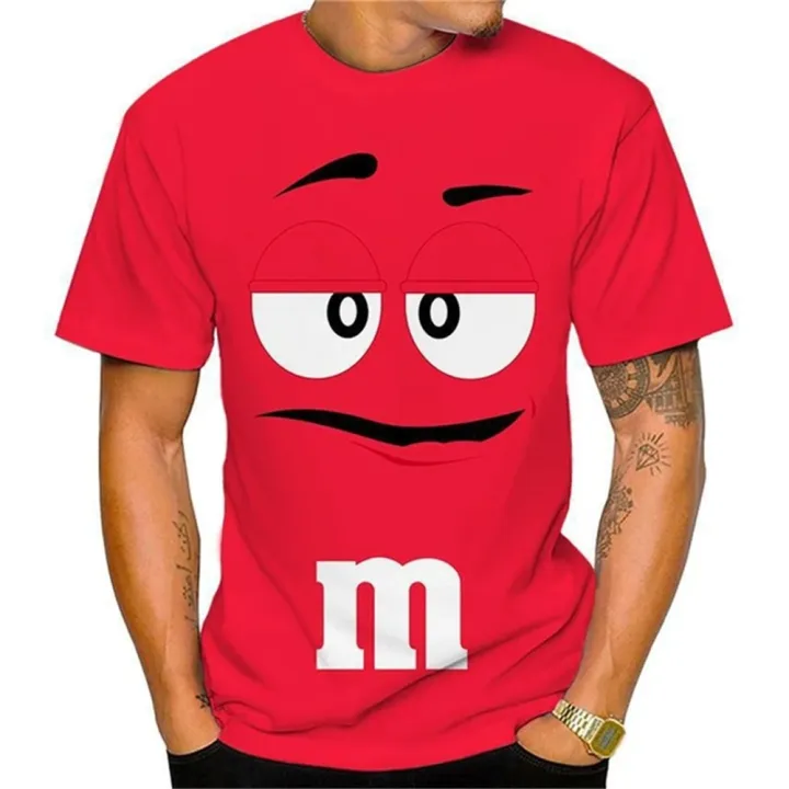 Funny%20M&M's%20Chocolate%20Bean%20Cartoon%203D%20Print%20T%20Shirt%20For%20Men%20Unisex%20Casual%20O-neck%20Short%20Sleeve%20T-shirt%20Fashion%20Children%20Loose%20Top%20-%20Image%203