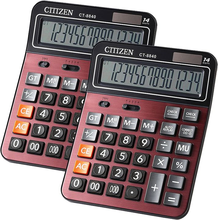 14 Digits Large Key Display Desktop Calculator Battery and Solar Support CT-8840