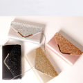 Long Evening Bag Mini Glitter Envelope Clutch Chain Shiny Purse for Wedding Party Female Ladies Event. 