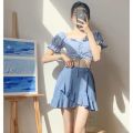 Swimsuit Women's Summer Split Skirt Conservative Hot Spring plus Size Covering Belly Thin2023New Student Swimwear Fairy Style. 