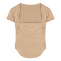 Hong Kong Style Square Collar T T-shirt Women's Autumn Pure Desire Short Model in White Color Slim Fit Sexy Hot Girl Short Sleeve Design Blouse. 