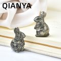 Natural Pyrite Mineral Crystal Carving Rabbit Animal Stone Craft Healing Reiki Home Decoration Figurines Ornament. 