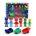 9 Pcs PJ Masks Collectible Figure Set with Vehicles  Little Hero Out Play Set  3+(null). 