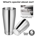 3Sets Cocktail Shakers Professional Bar Shaker Boston Shaker Set Stainless Steel Shaker Drink Mixer(Silver) Easy to Use. 