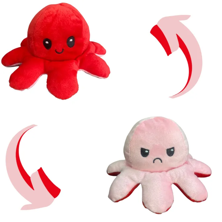 Double Sided Reversible Octopus Soft Doll Reversible Plush Mood Octopus