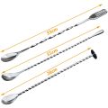 3 Pcs Extra Long Stainless Steel Mixing Spoons Spiral Pattern Bar tail Shaker Spoon Bare Stirring Spoon for Tea Coffee Ice Cream Juice Drink Milkshakes. 