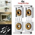 【BestGO】4x Frameless Unframed Bathroom Mirror Glass Wall Hanging Fixing Kit Clips Chrome. 