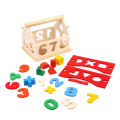 Multi-Colored Wooden Number and Shape Sorting Blocks Toy. 