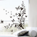 Black Floral Butterfly Flower DIY Vine Wall Sticker Art Decor Mural Room Decal. 