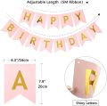 HAPPY BIRTHDAY Pink Decoration Kit - Happy Birthday Banner, Pink And White Latex Balloons, Gold Latex And Confetti Balloons For Birthday Celebrations. 