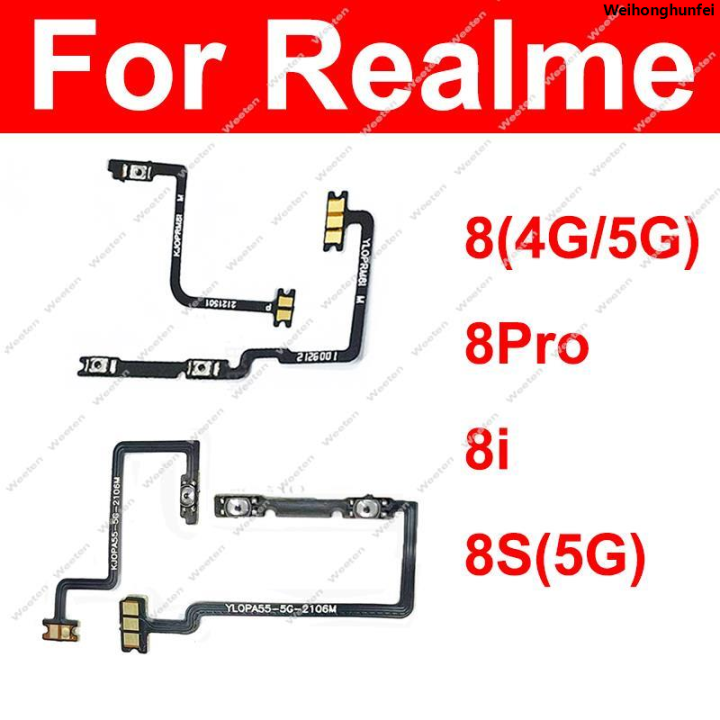 WeihonghunfeiOriginal 1 Set For Realme 8 8 Pro 8i 8S 4G 5G Power Volume Flex Cable Side Switch Volume Button On OFF Power Key Flex Ribbon Parts
