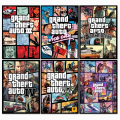 A3/A4 Size Framed wall posters GTA 3 Gta vice city Gta 5 Gta 6 Grand Theft Auto game series wall posters wall decorations for any room. 