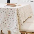 【ZOSR】Pastoral Style Lace Tablecloth 2 4 6 Seater Rectangular Dining Table Cloth Dustproof Round Table Cover. 