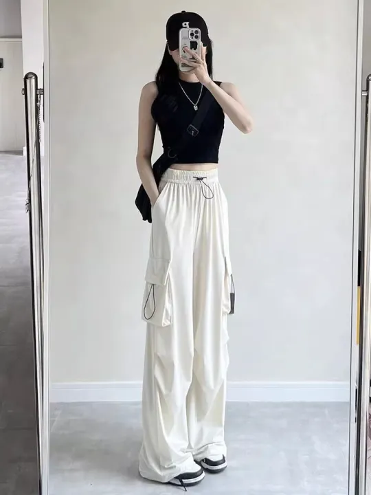 Gray%20Overalls%20Women's%20Summer%20Thin%20High%20Waist%20Loose%20Parachute%20Pants%20Casual%20Wide%20Leg%20Pants%20Quick-Drying%20American%20Sports%20Pants%20-%20Image%203