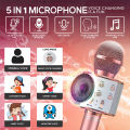 Reachable Wireless Microphone   WS858 Karaoke Microphone for Kids Singing 5 in 1 Wireless Bluetooth Microphone with LED Lights Machine Portable Mic Speaker Mic2_10676. 