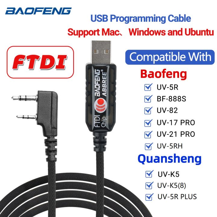 FTDI USB Programming Cable 2 pin For -5R -5RH BF-888S -21 PRO -K5 -K5 Ham