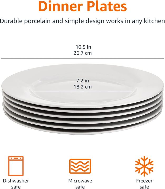 10.5%20inches%20,6%20PCS%20Ceramic%20White%20Plates%20Basics%206%20pieces%20of%20White%20Dinner%20Plate%20Set%20-%20Image%207