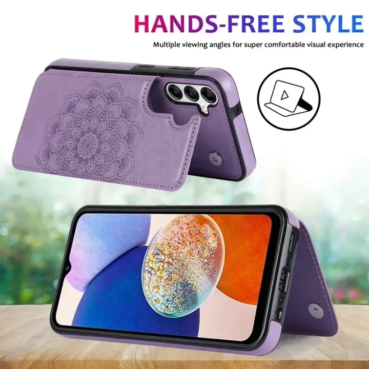 Wallet%20Double%20Buckle%20Datura%20Flip%20Leather%20Cases%20For%20Samsung%20Galaxy%20A13%20A14%20A15%20A16%20A35%20A52%20A53%20A54%20A55%20S25%20Ultra%20S24%20FE%20S23%20Plus%20-%20Image%203