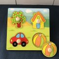 Kids Hand Grab Board 3D Puzzle Wooden for Cartoon Wood Baby Early Learning. 